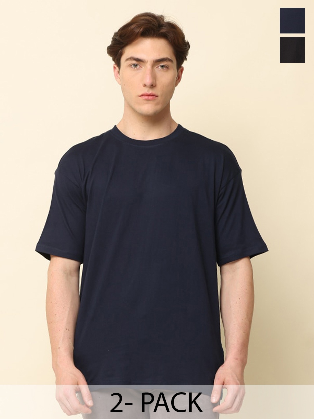 SILISOUL Pack of 2 Drop Shoulder Sleeves Bio Finish Oversized Pure Cotton T-shirts, Navy blue
SILISOUL Pack of 2 Drop Shoulder Sleeves Bio Finish Oversized Pure Cotton T-shirts, Navy blue