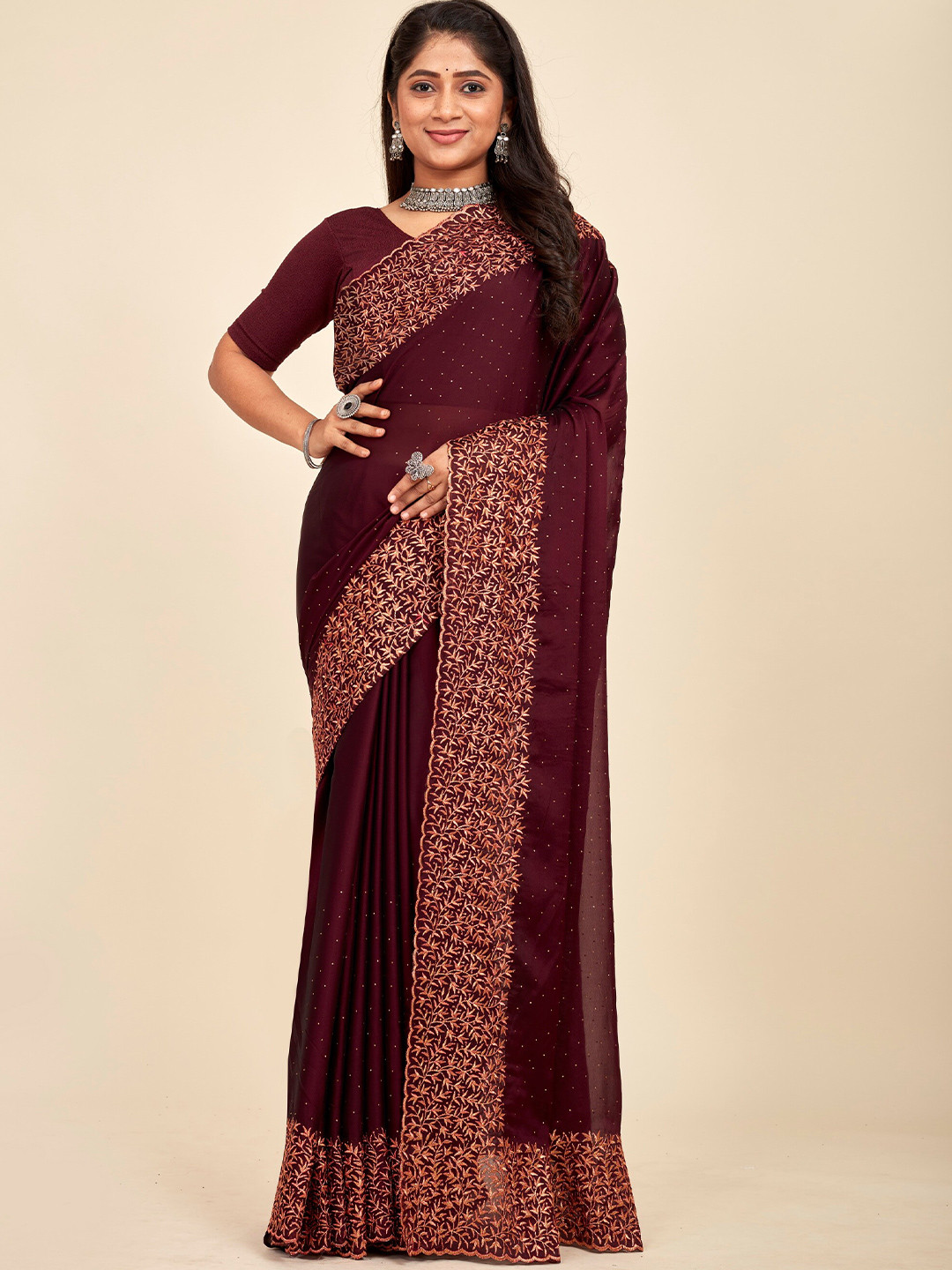 MAHALASA Embellished Embroidered Saree, Magenta
MAHALASA Embellished Embroidered Saree, Magenta