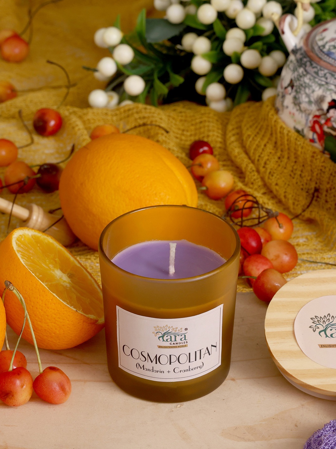 Tara Enlightening World Cosmopolitan Frosted Scented Glass Jar Candle with Wooden Lid, Purple
Tara Enlightening World Cosmopolitan Frosted Scented Glass Jar Candle with Wooden Lid, Purple