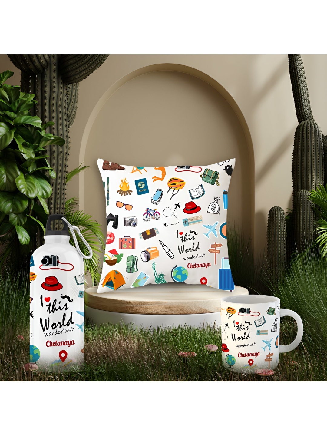ARTBUG White & Red 3 Pieces Chetanaya Name Printed Mug, Sipper Bottle & Cushion Gift Sets
ARTBUG White & Red 3 Pieces Chetanaya Name Printed Mug, Sipper Bottle & Cushion Gift Sets