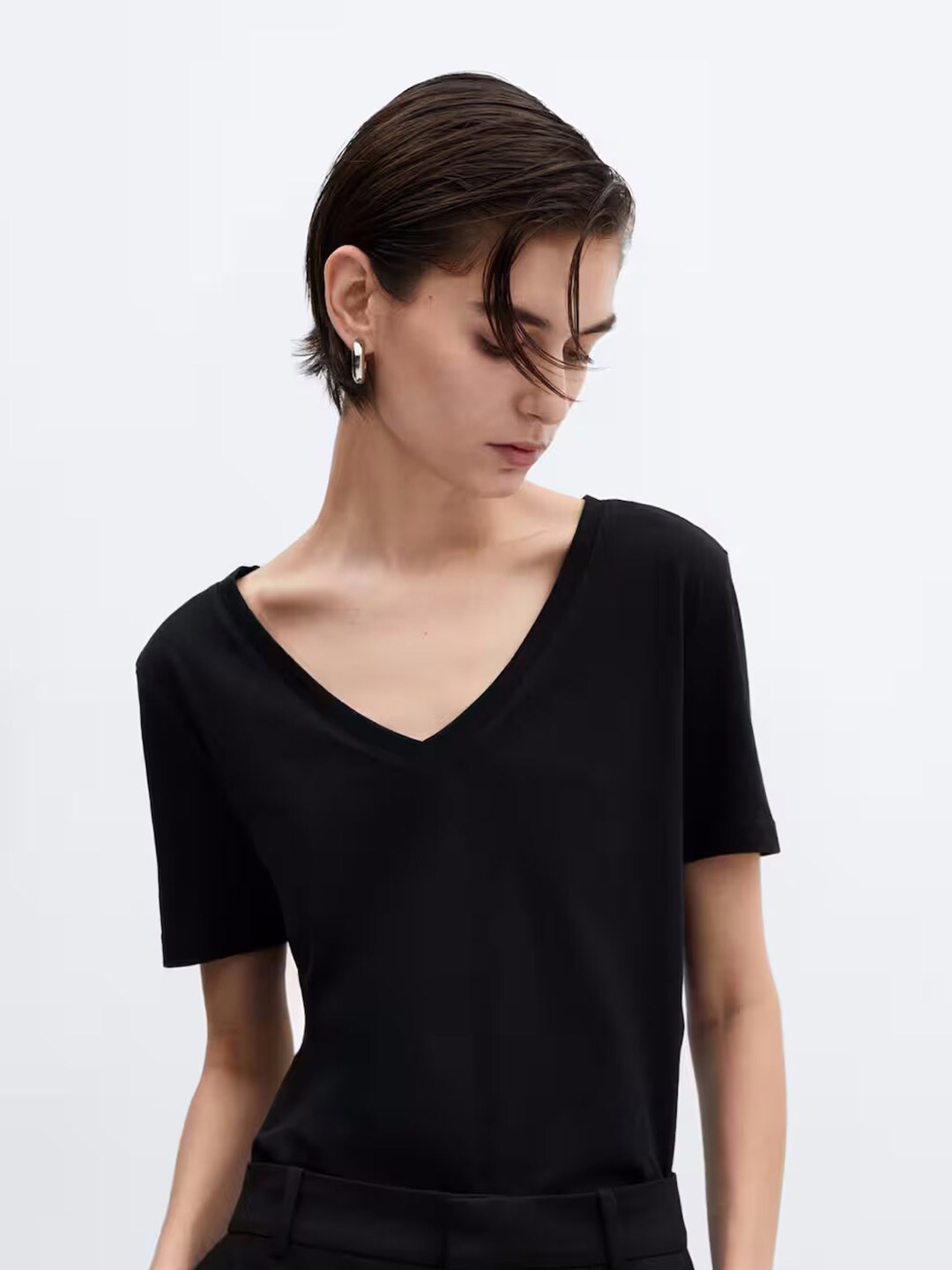 COLOR CAPITAL Pack Of 2 V-Neck Short Sleeves Regular T-shirt, Black