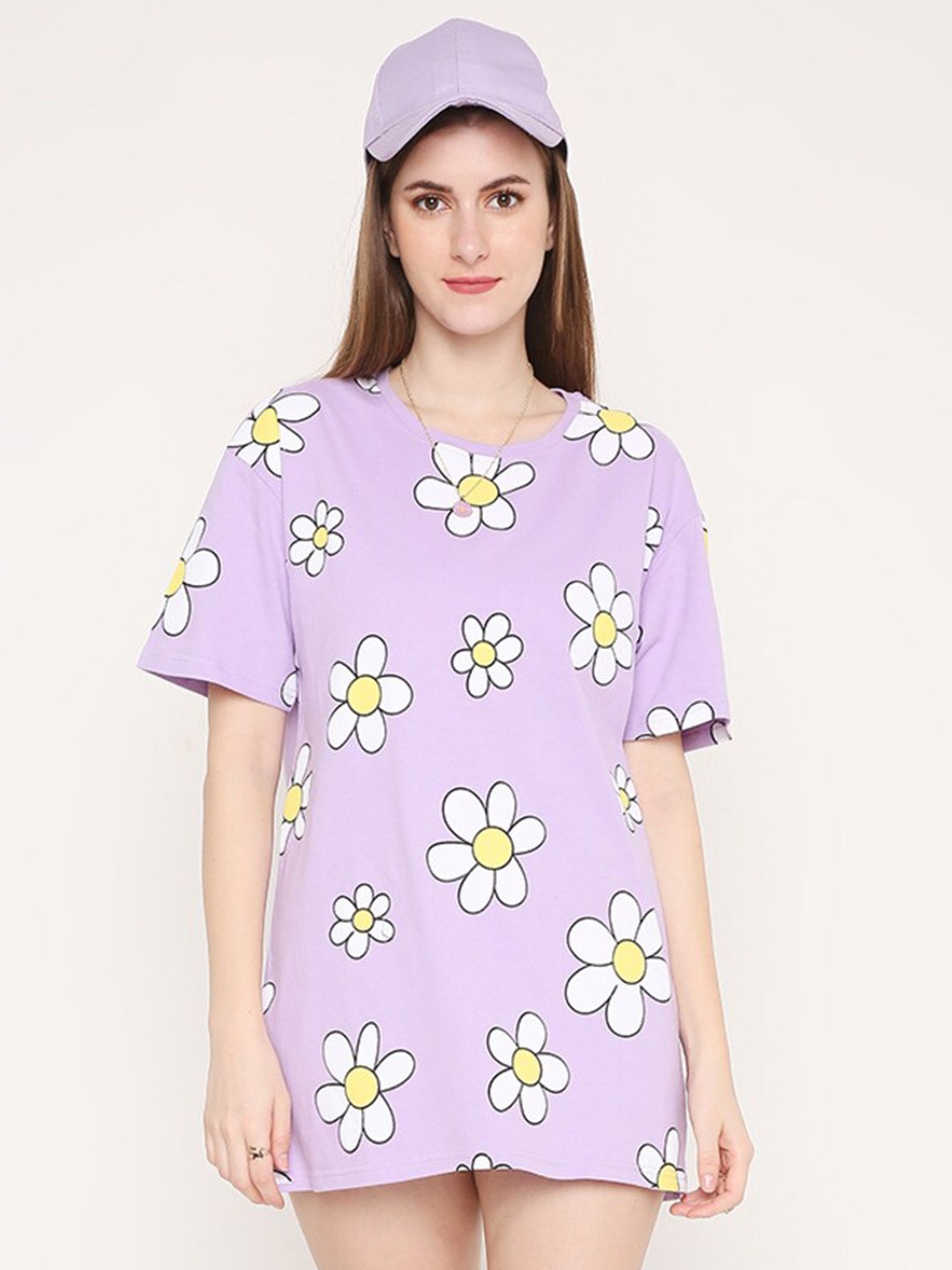 BLANCD Floral Printed Round Neck Short Sleeves Pure Cotton Longline Oversized T-shirt, Lavender
BLANCD Floral Printed Round Neck Short Sleeves Pure Cotton Longline Oversized T-shirt, Lavender