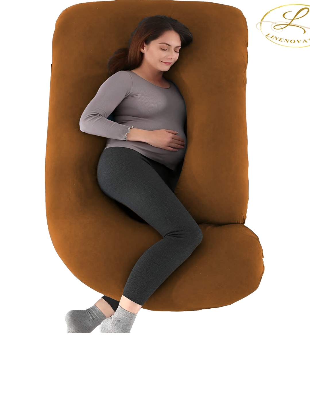 LINENOVATION Brown Fibre Filled Lightweight Maternity Pillow