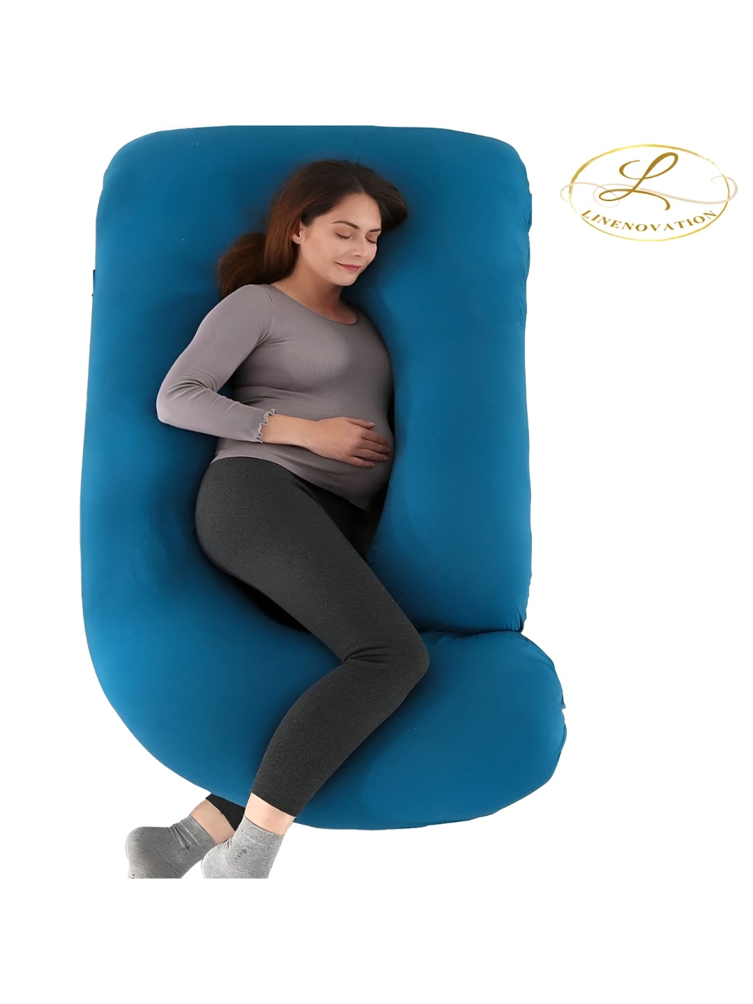 LINENOVATION Blue Fibre Filled Lightweight Maternity Pillow