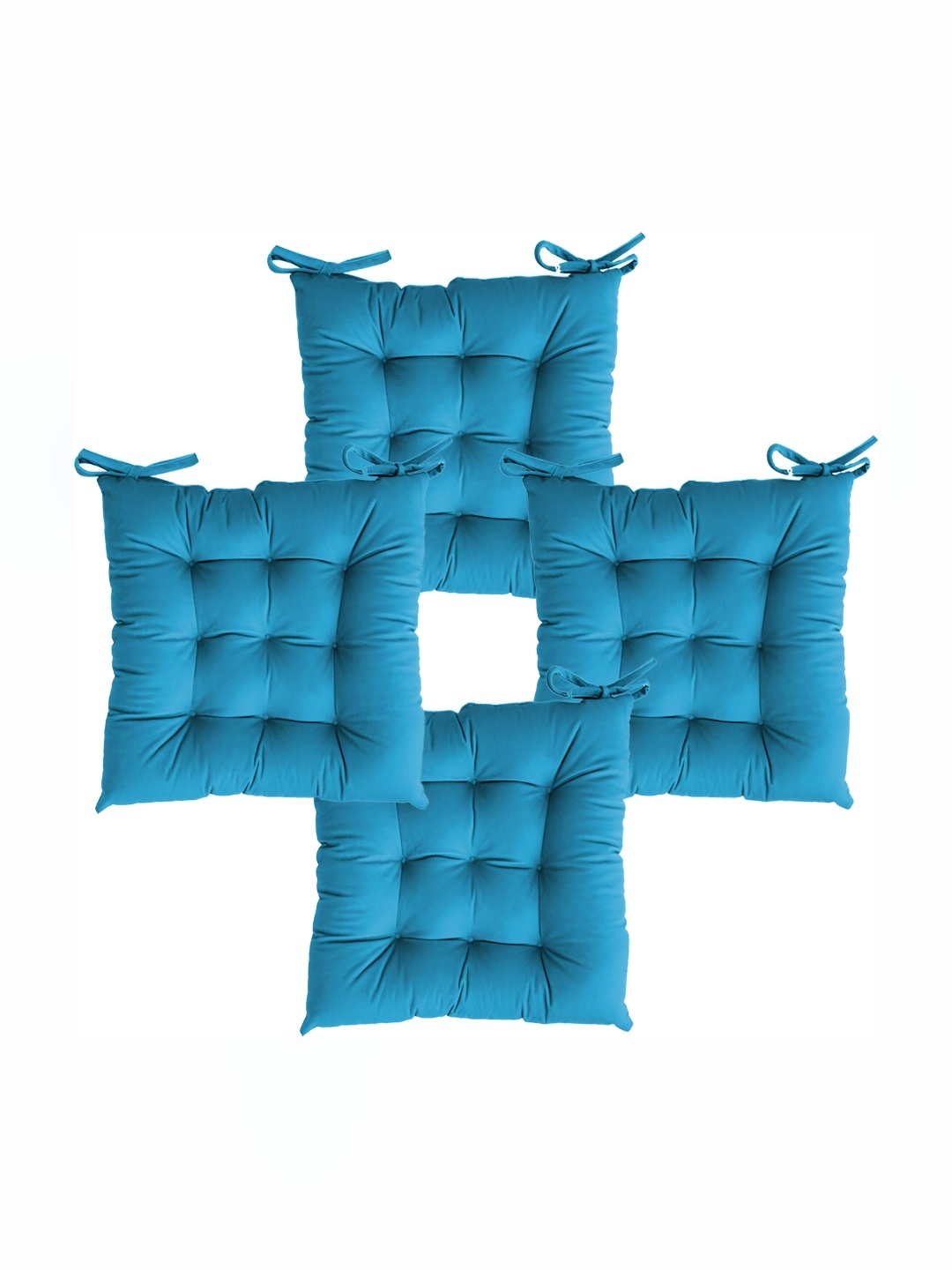 LINENOVATION Blue 4 Pieces Square Chair Pads