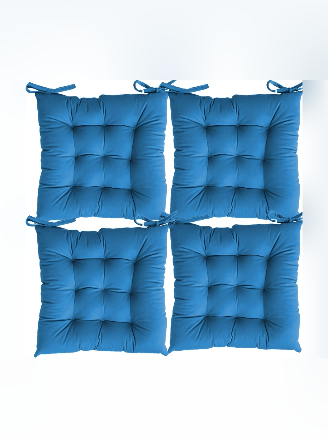LINENOVATION Blue 4 Pieces Square Chair Pads