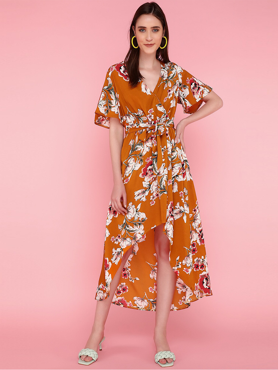 LULU & SKY Floral Print Flared Sleeve Wrap Midi Dress, Brown
LULU & SKY Floral Print Flared Sleeve Wrap Midi Dress, Brown