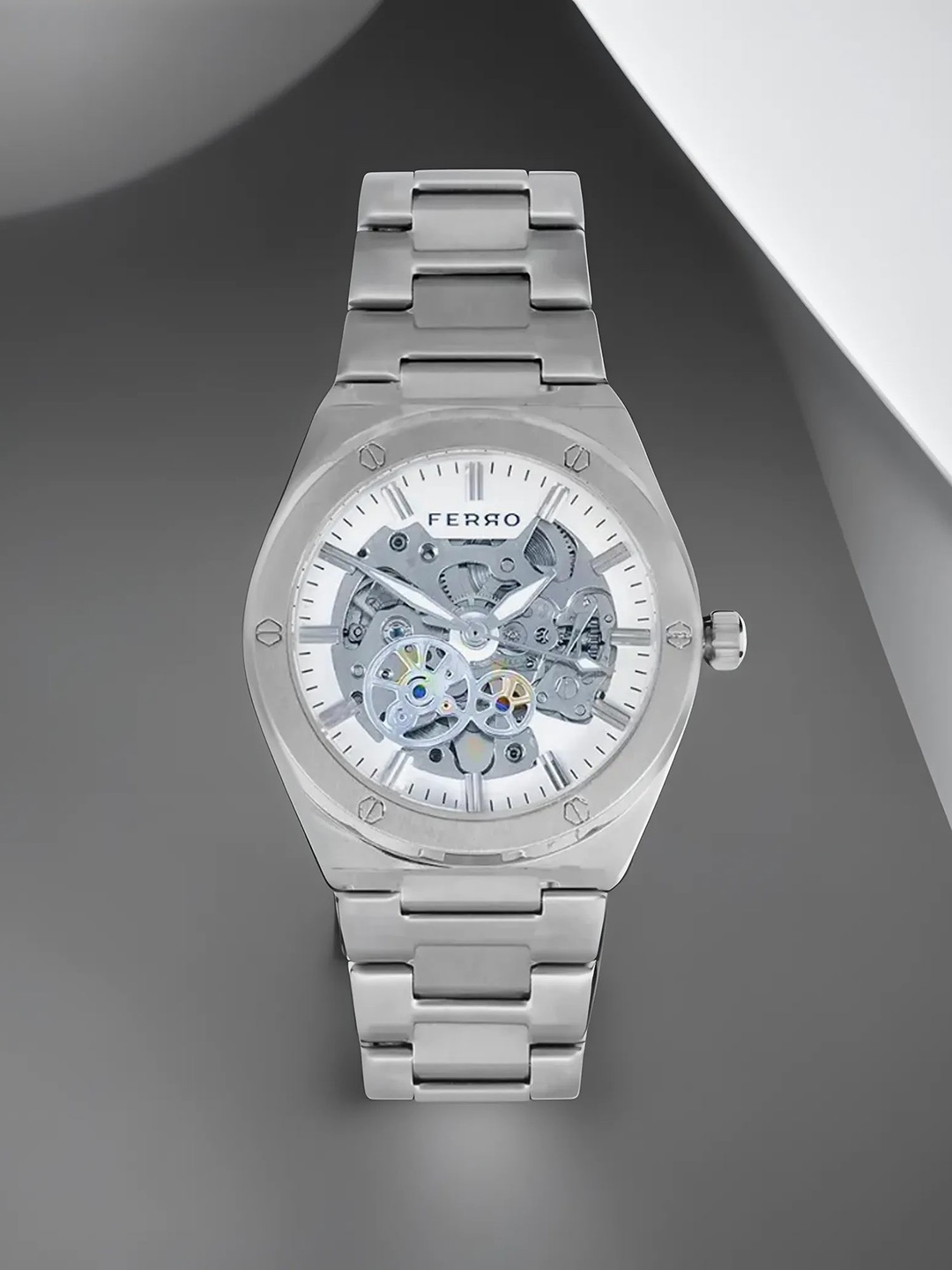 Ferro Men Stainless Steel Bracelet Style Straps Analogue Glow in Watch-FM-BIZ003, White
Ferro Men Stainless Steel Bracelet Style Straps Analogue Glow in Watch-FM-BIZ003, White