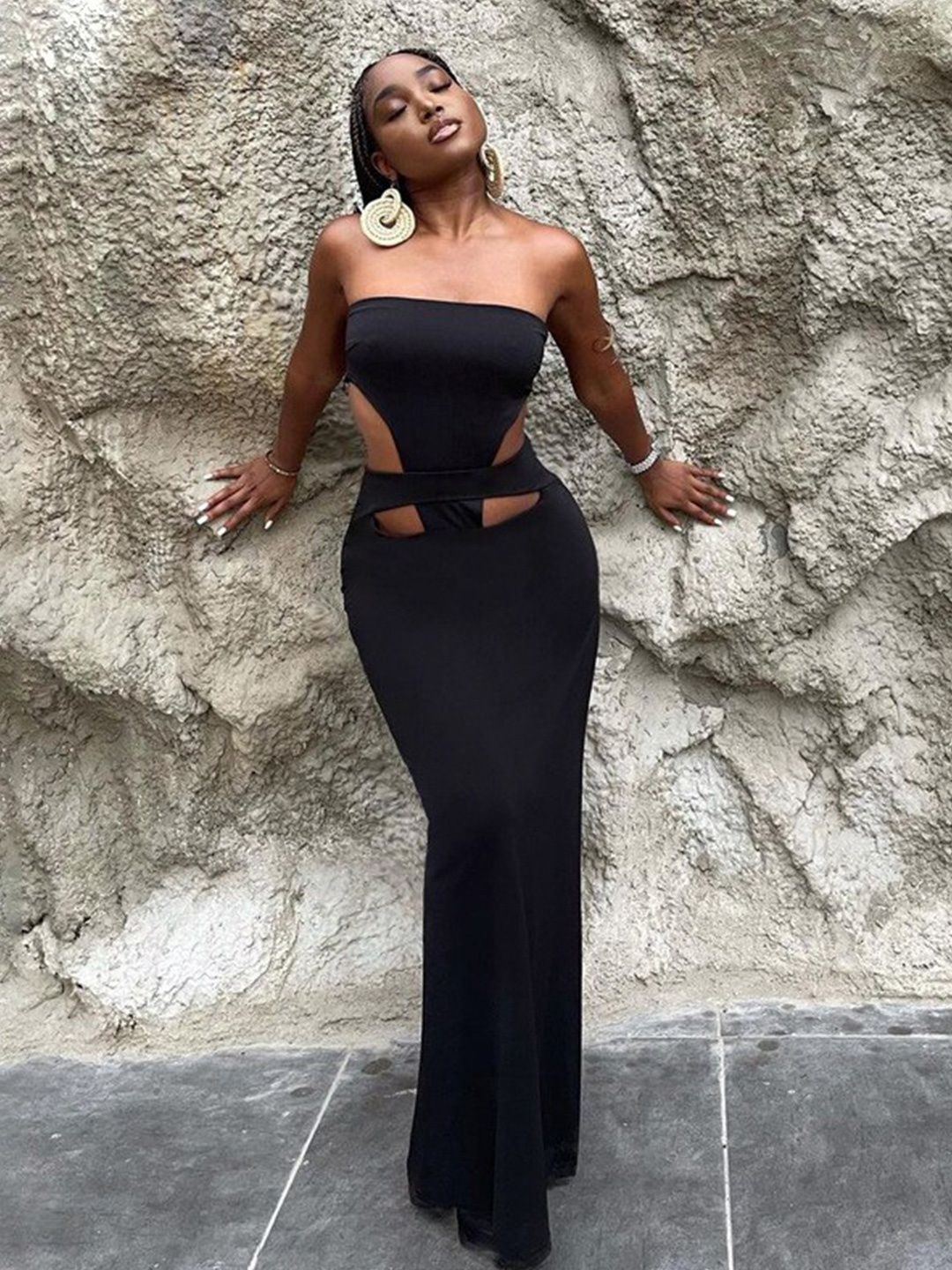 StyleCast Black Bodycon Maxi Dress