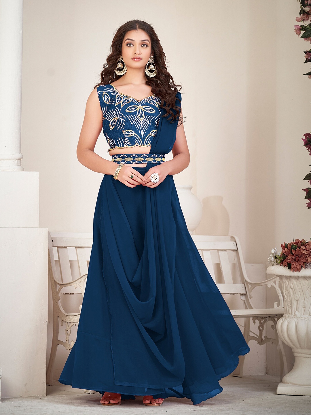 KALINI Embroidered Ready to Wear Lehenga & Unstitched Blouse With Dupatta, Blue
KALINI Embroidered Ready to Wear Lehenga & Unstitched Blouse With Dupatta, Blue