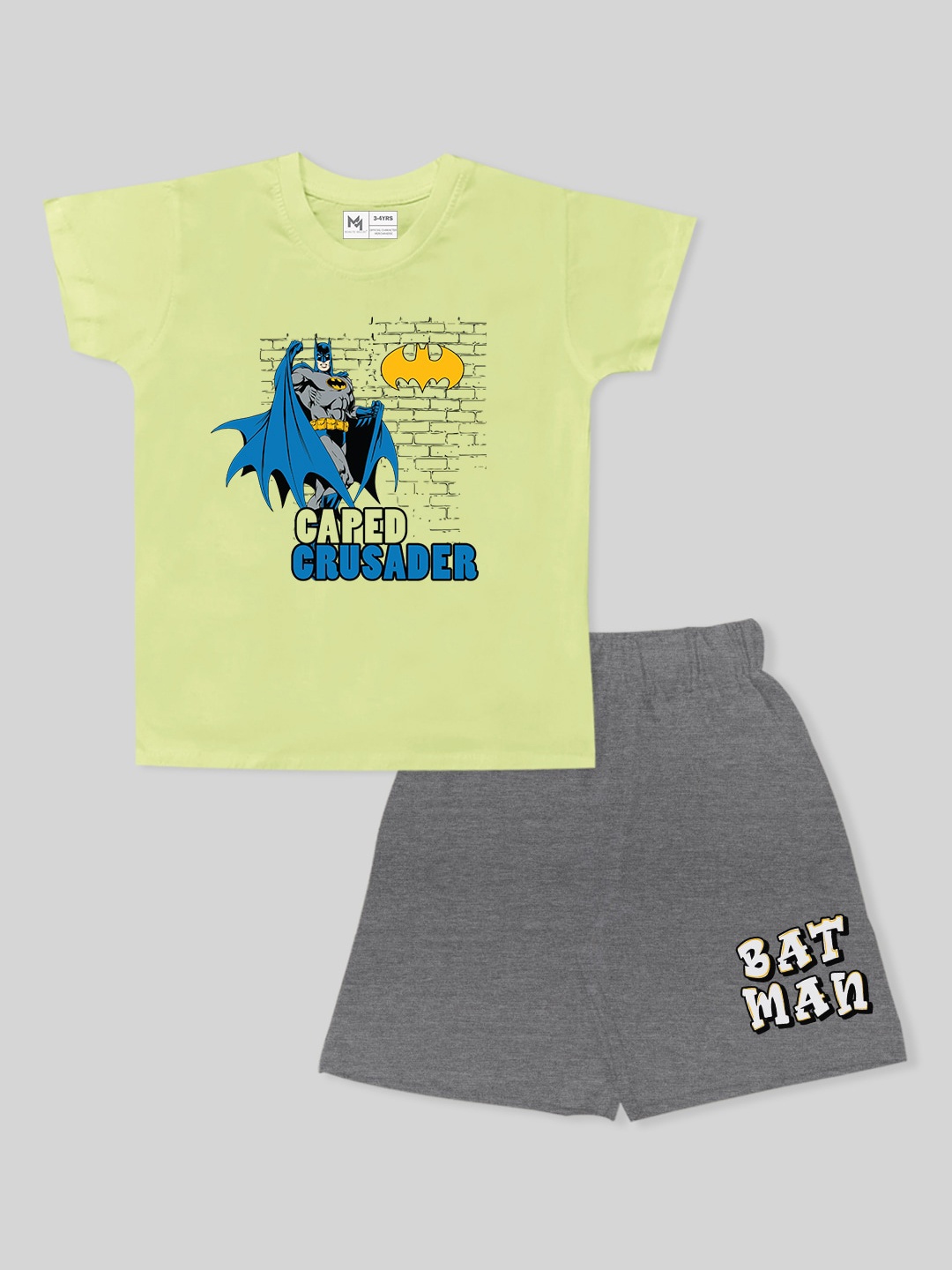 Minute Mirth Boys Batman Printed Pure Cotton T-shirt with Shorts Clothing Set, Yellow
Minute Mirth Boys Batman Printed Pure Cotton T-shirt with Shorts Clothing Set, Yellow