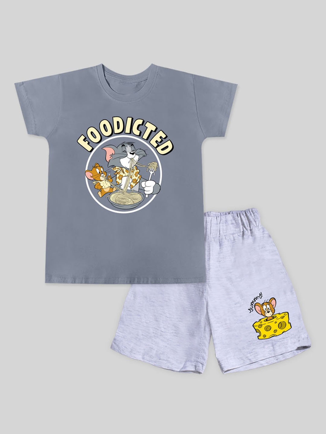Minute Mirth Boys Tom & Jerry Printed Pure Cotton T-shirt with Shorts Clothing Set, Grey
Minute Mirth Boys Tom & Jerry Printed Pure Cotton T-shirt with Shorts Clothing Set, Grey