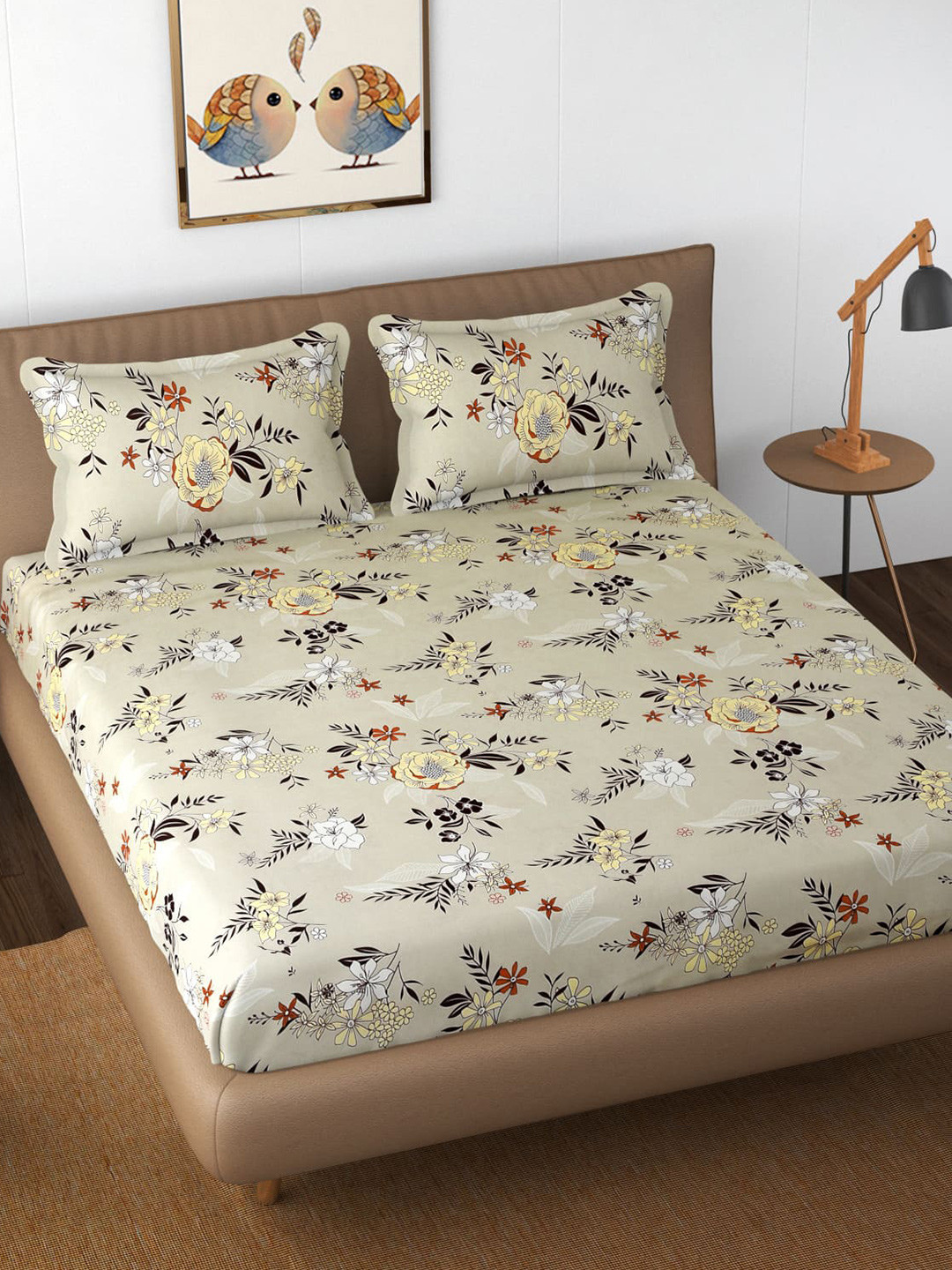 TEAL BY CHUMBAK Grey & White Floral Fitted144 TC Queen Bedsheet with 2 Pillow Covers
TEAL BY CHUMBAK Grey & White Floral Fitted144 TC Queen Bedsheet with 2 Pillow Covers