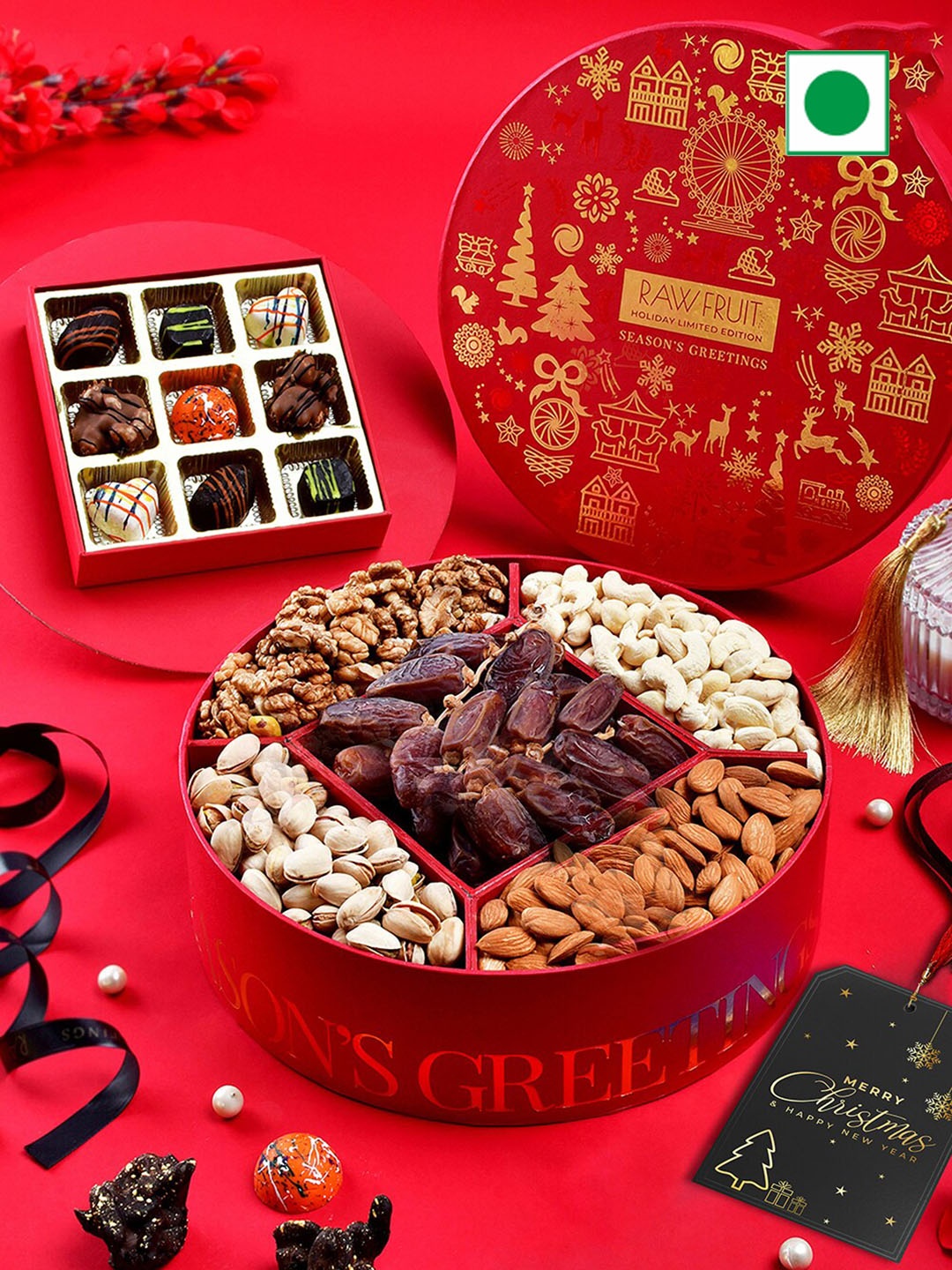 RawFruit Set Of 6 Treats Trio Dry Fruits & Chocolates Assorted Gift Set-100 Gm Each, Red
RawFruit Set Of 6 Treats Trio Dry Fruits & Chocolates Assorted Gift Set-100 Gm Each, Red