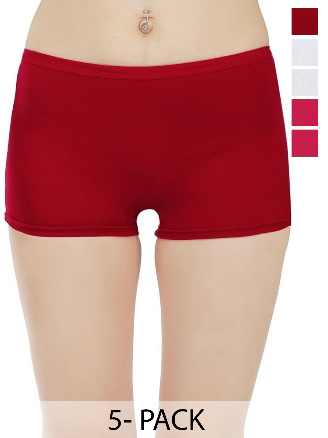 arLa APPAREL Pack Of 5 Seamless Pure-Cotton Boyshorts(P5)_BoyShort-2Black_2White_Red, Maroon
arLa APPAREL Pack Of 5 Seamless Pure-Cotton Boyshorts(P5)_BoyShort-2Black_2White_Red, Maroon