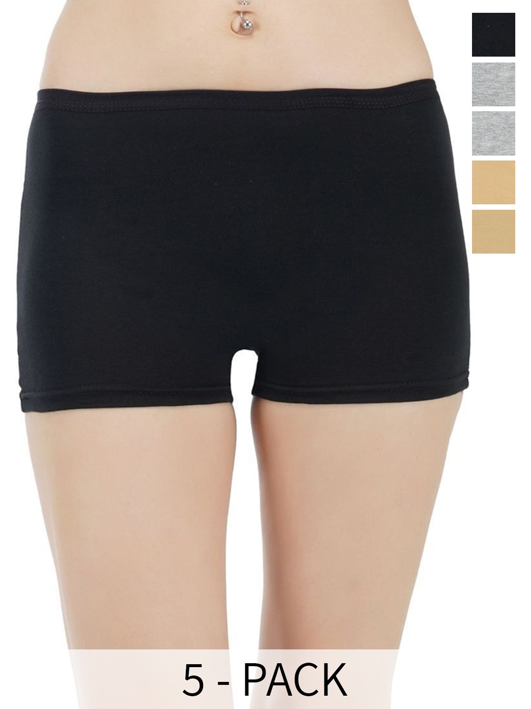arLa APPAREL Pack Of 5 Seamless Pure Cotton Boyshorts (P5)_BoyShort-2Beige_2 Grey_Black
arLa APPAREL Pack Of 5 Seamless Pure Cotton Boyshorts (P5)_BoyShort-2Beige_2 Grey_Black