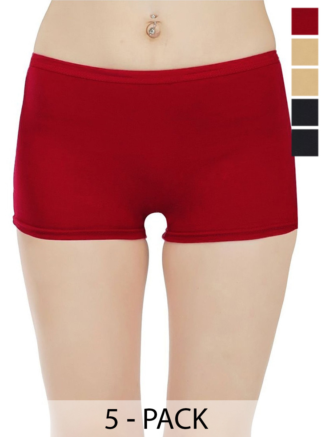 arLa APPAREL Pack Of 5 Boy Shorts Briefs, Black 
arLa APPAREL Pack Of 5 Boy Shorts Briefs, Black