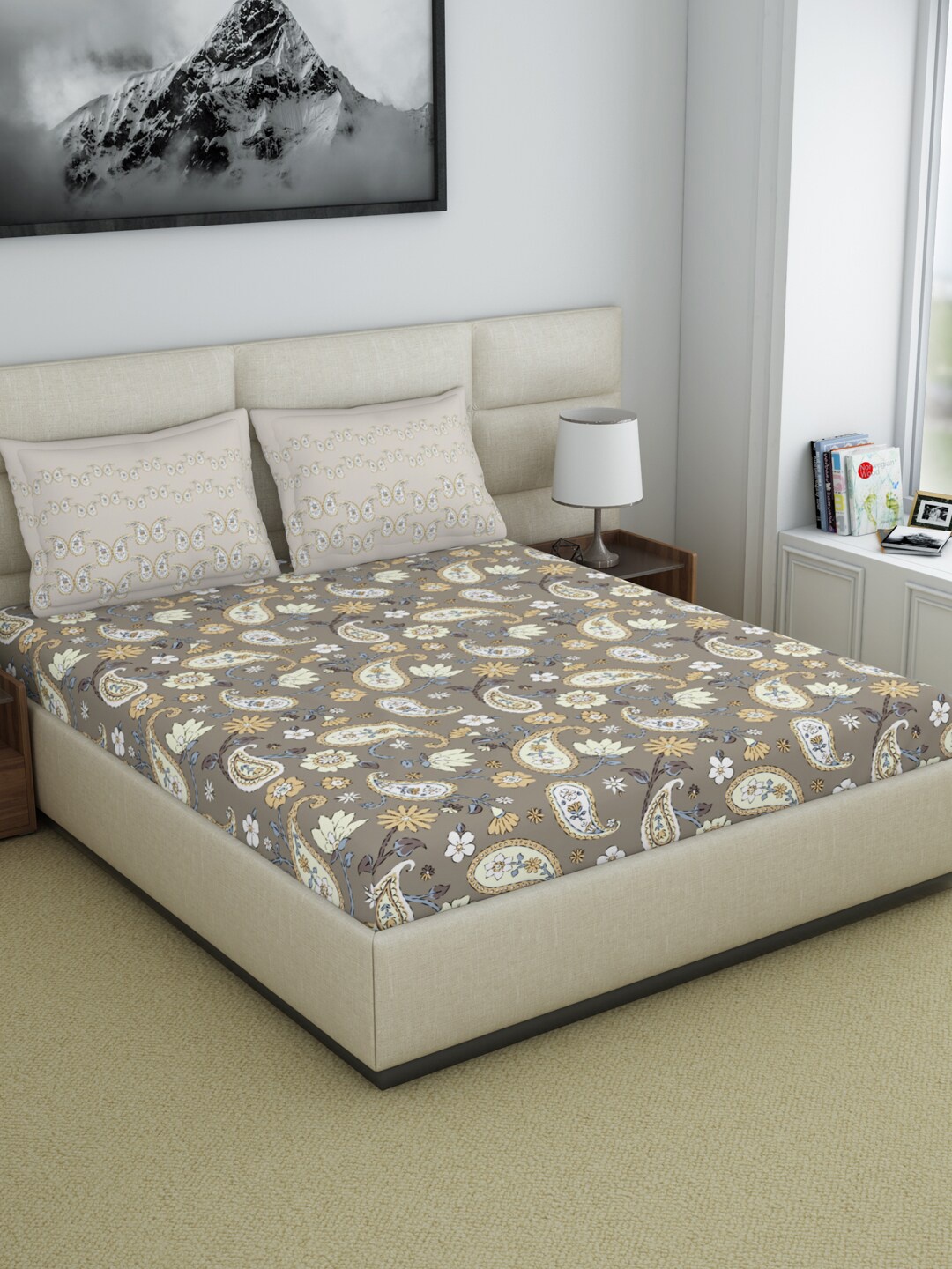Welspun Taupe & White Ethnic Motifs Printed 200 TC King Bedsheet With 2 Pillow Covers
Welspun Taupe & White Ethnic Motifs Printed 200 TC King Bedsheet With 2 Pillow Covers