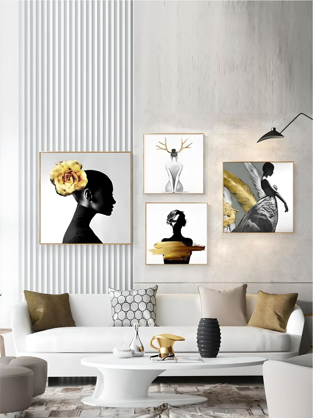 THE HANDMADE FLAIR 4 Pcs White & Black Minimalist Portrait Framed Painting Wall Art
THE HANDMADE FLAIR 4 Pcs White & Black Minimalist Portrait Framed Painting Wall Art