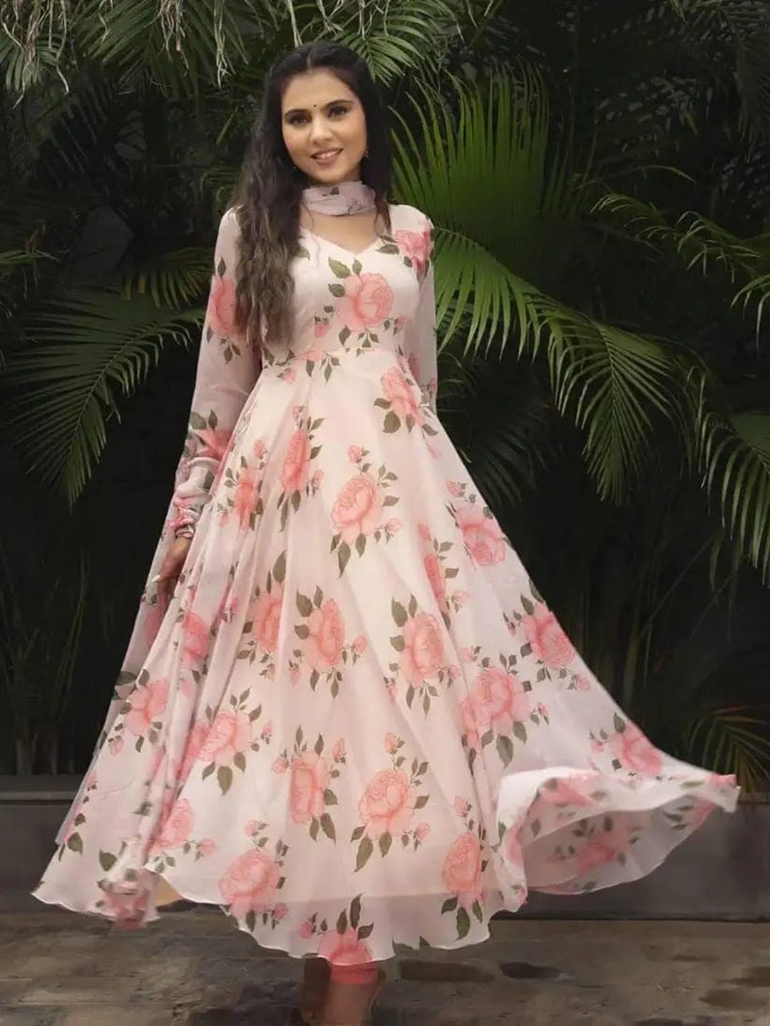 DRESSTIVE Floral Printed Fit and Flare Georgette Maxi Ethnic Dress With Dupatta, Pink
DRESSTIVE Floral Printed Fit and Flare Georgette Maxi Ethnic Dress With Dupatta, Pink