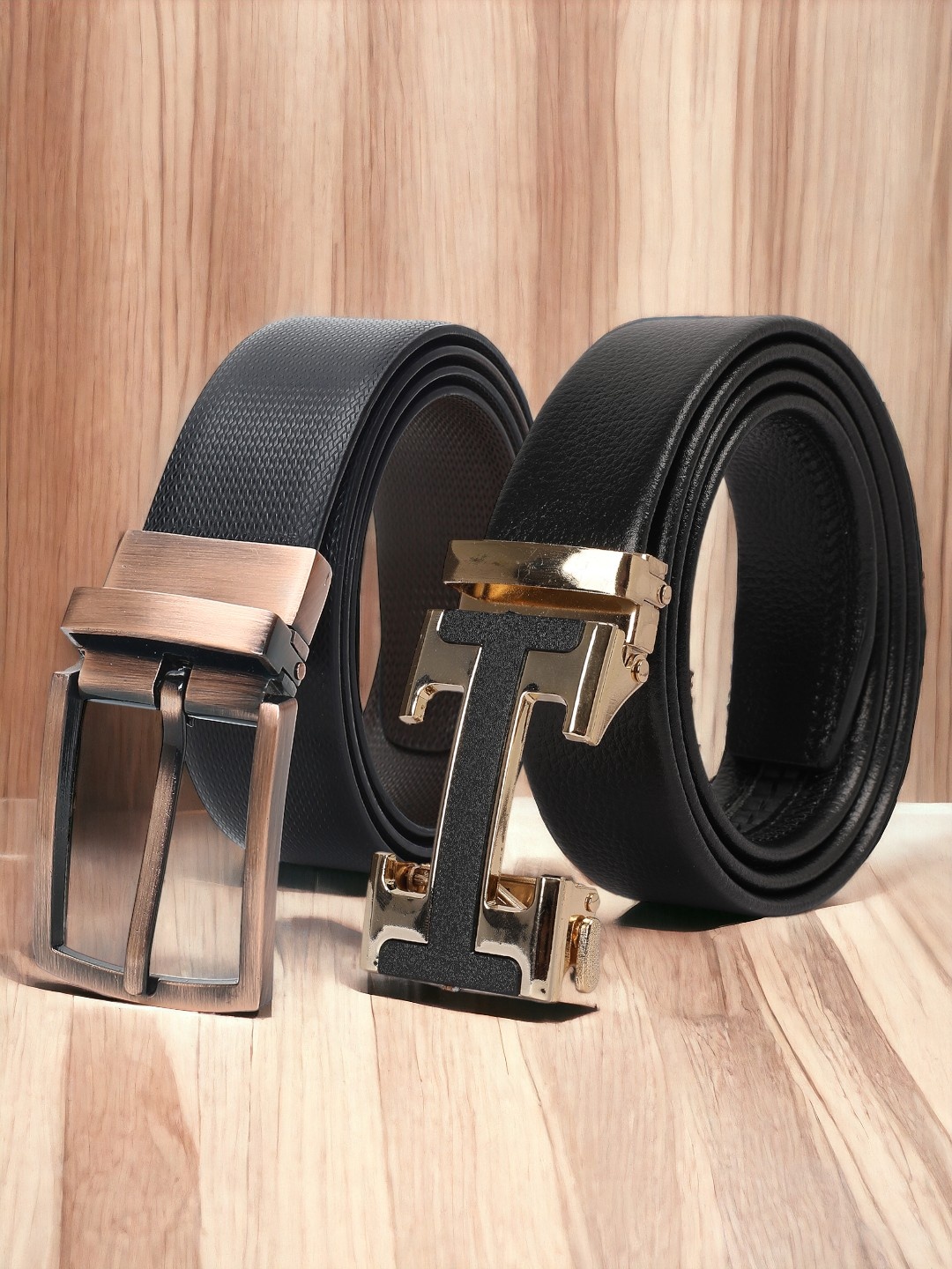 CRUSSET Men Set Of 2 Reversible Formal Belts, Black