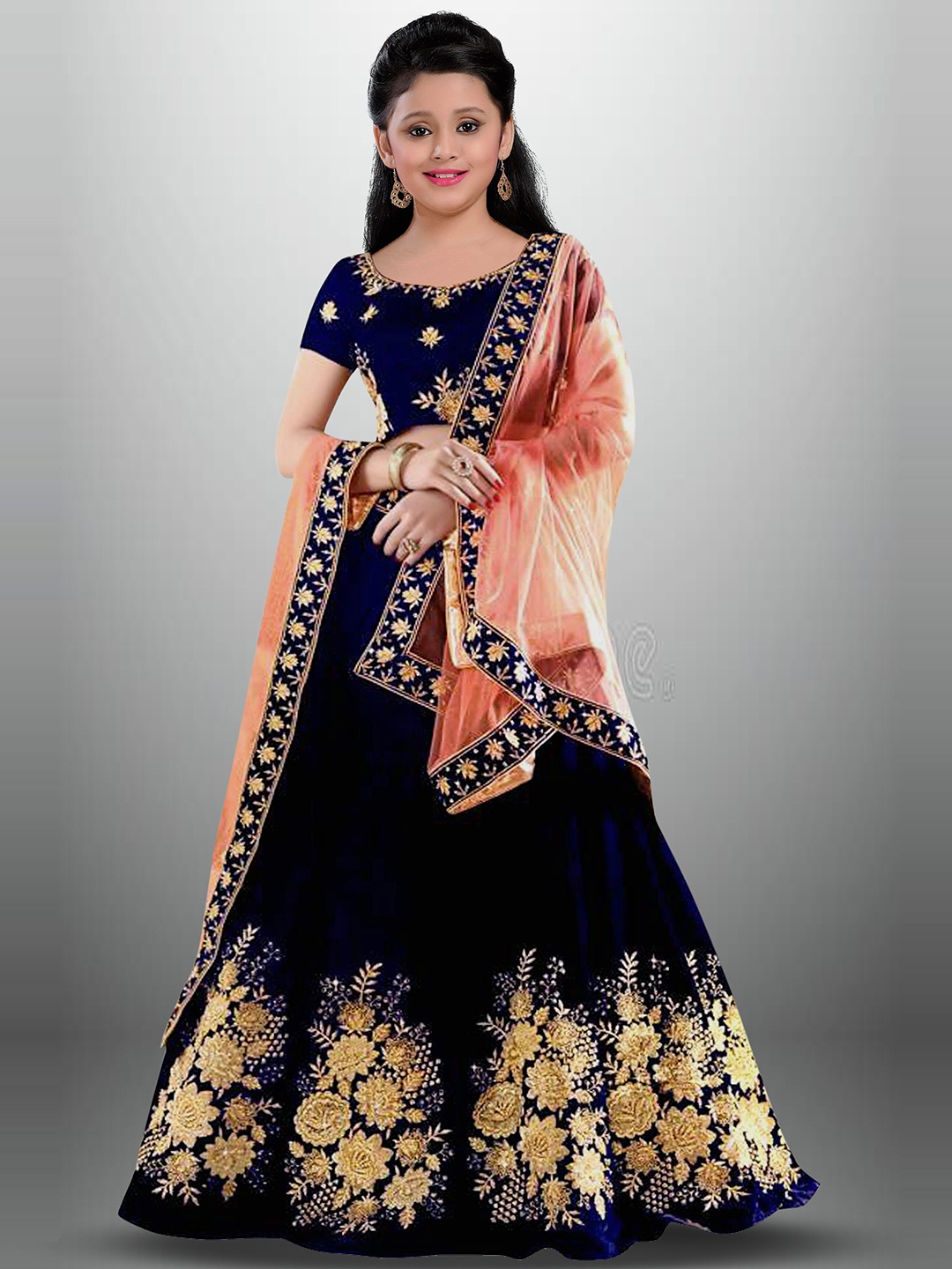 BAESD Girls Embroidered Beads & Stones Semi-Stitched Lehenga & Unstitched Blouse, Blue
BAESD Girls Embroidered Beads & Stones Semi-Stitched Lehenga & Unstitched Blouse, Blue