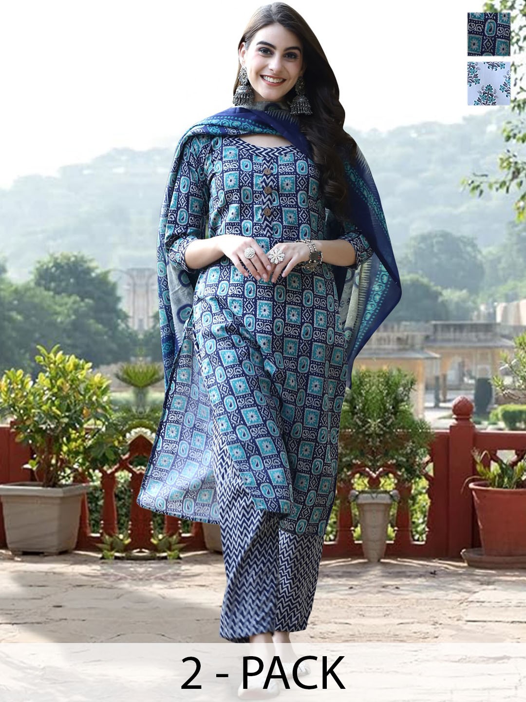 7Threads Selection Of 2 Ethnic Motifs Printed Pure Cotton Kurta with Trousers & Dupatta, White
7Threads Selection Of 2 Ethnic Motifs Printed Pure Cotton Kurta with Trousers & Dupatta, White