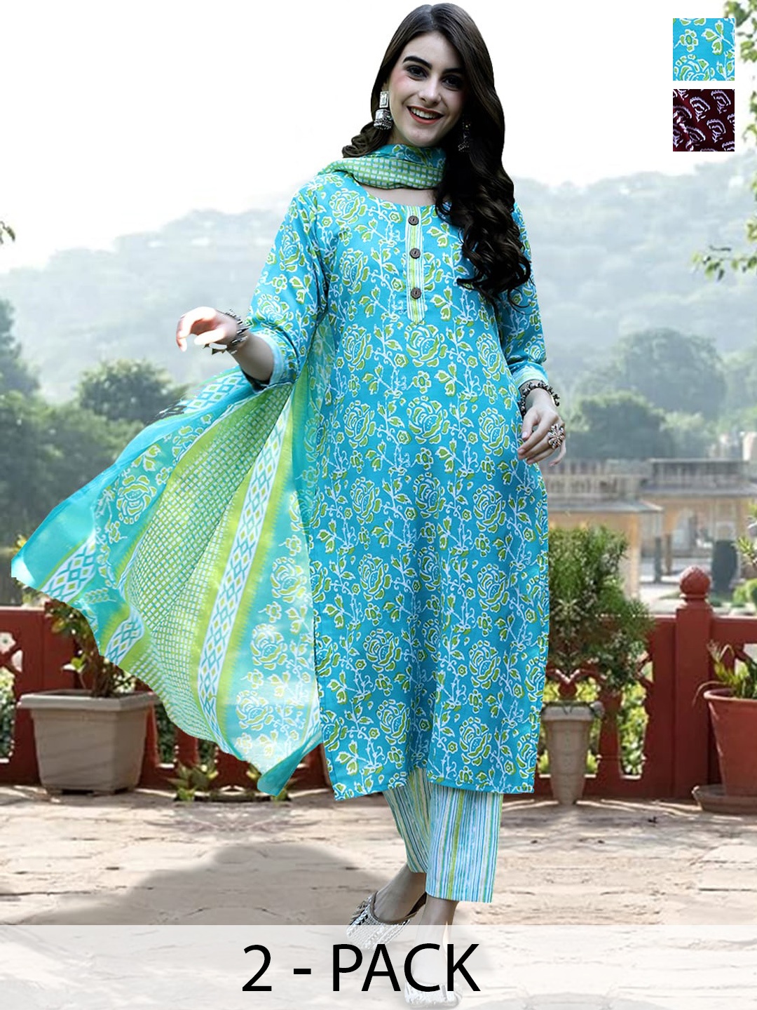 7Threads Selection Of 2 Ethnic Motifs Printed Pure Cotton Kurta with Trousers & Dupatta, Maroon
7Threads Selection Of 2 Ethnic Motifs Printed Pure Cotton Kurta with Trousers & Dupatta, Maroon