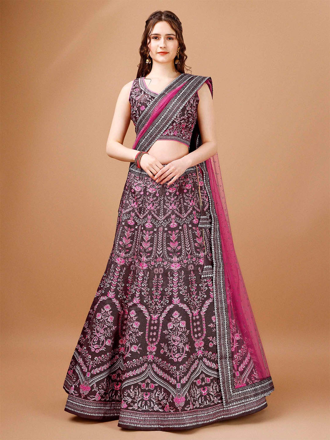 SAPTRANGI Ethnic Motifs Printed Ready To Wear Lehenga & Blouse With Dupatta, Purple
SAPTRANGI Ethnic Motifs Printed Ready To Wear Lehenga & Blouse With Dupatta, Purple