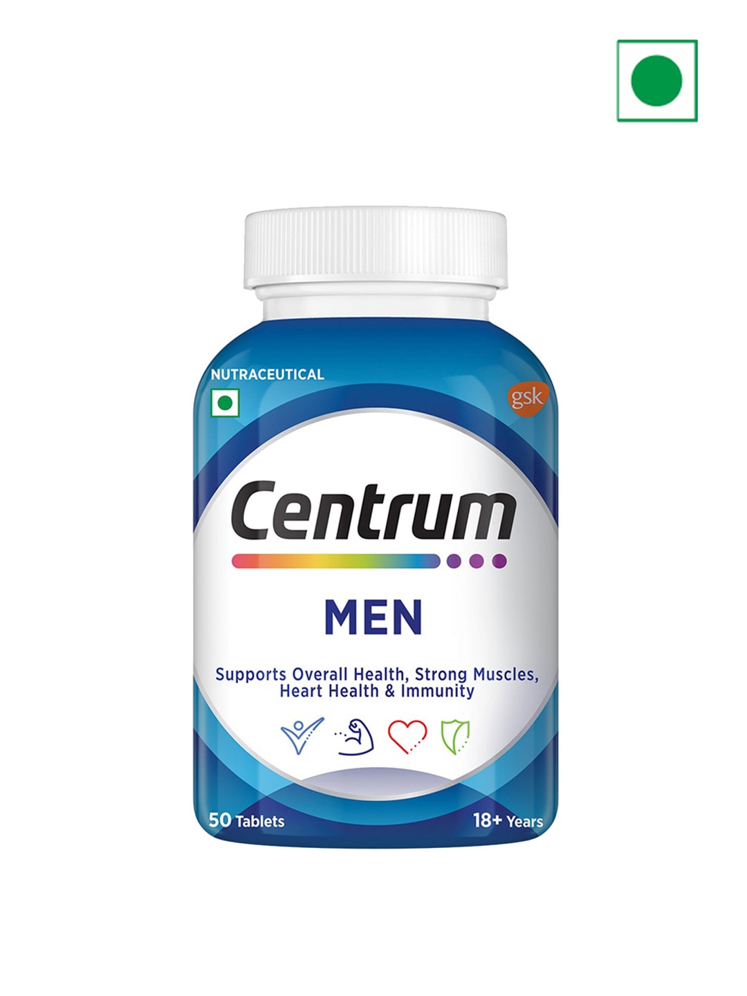 Centrum Men Multivitamin Tablets With Grape Seed Extract & Vitamin C - 50 Tablets, Blue
Centrum Men Multivitamin Tablets With Grape Seed Extract & Vitamin C - 50 Tablets, Blue