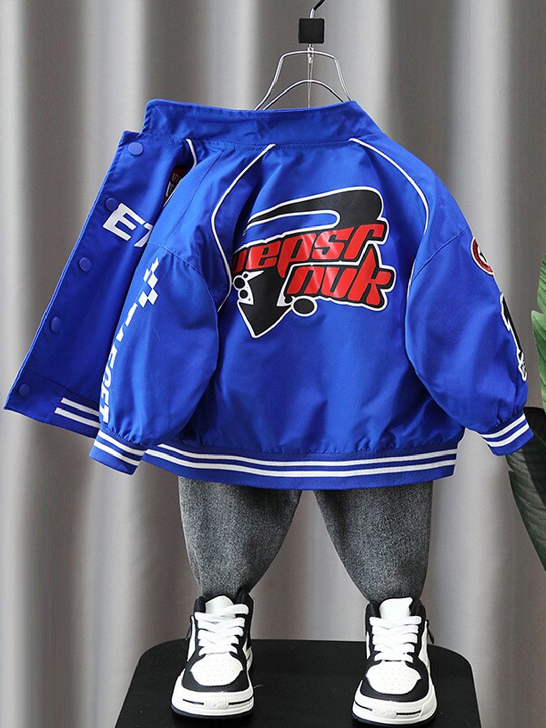 StyleCast Boys Blue Insulator Typography Printed Bomber Jacket