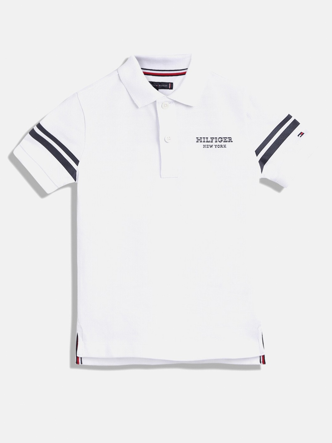 Tommy Hilfiger Boys Typography Printed Polo Collar Pure Cotton T-shirt, White
Tommy Hilfiger Boys Typography Printed Polo Collar Pure Cotton T-shirt, White