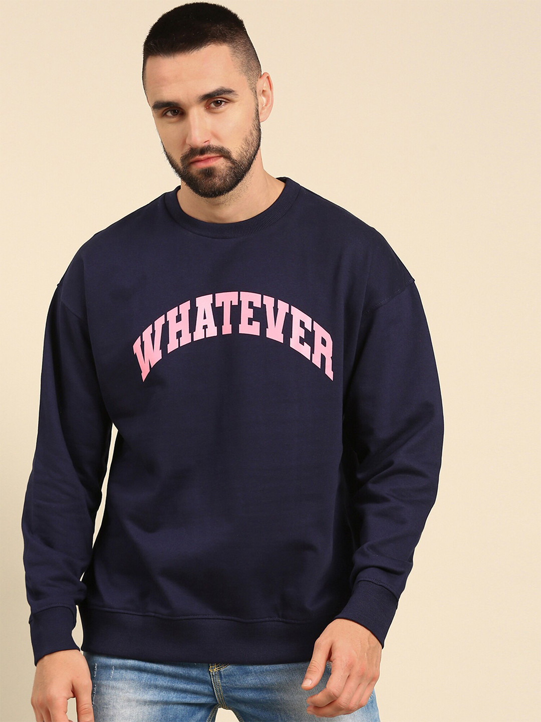 recast Typography Printed Oversized Drop shoulder Pure Cotton Pullover Sweatshirt, Navy blue
recast Typography Printed Oversized Drop shoulder Pure Cotton Pullover Sweatshirt, Navy blue