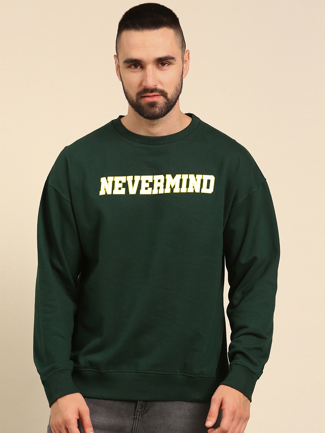 recast Typography Printed Oversized Drop shoulder Pure Cotton Pullover Sweatshirt, Green
recast Typography Printed Oversized Drop shoulder Pure Cotton Pullover Sweatshirt, Green