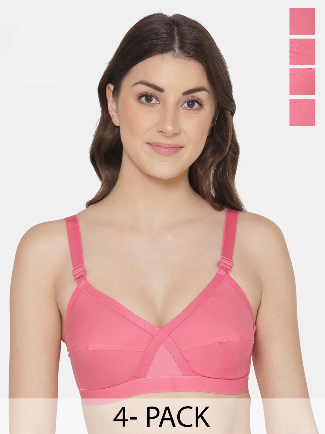 KOMLI Pack Of 4 Full Coverage Non-Padded Pure Cotton Minimizer Bras with All Day Comfort, Coral
KOMLI Pack Of 4 Full Coverage Non-Padded Pure Cotton Minimizer Bras with All Day Comfort, Coral