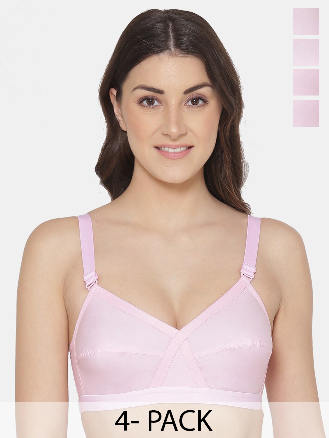 KOMLI Pack Of 4 Full Coverage Non-Padded Pure Cotton Minimizer Bras with All Day Comfort, Pink
KOMLI Pack Of 4 Full Coverage Non-Padded Pure Cotton Minimizer Bras with All Day Comfort, Pink