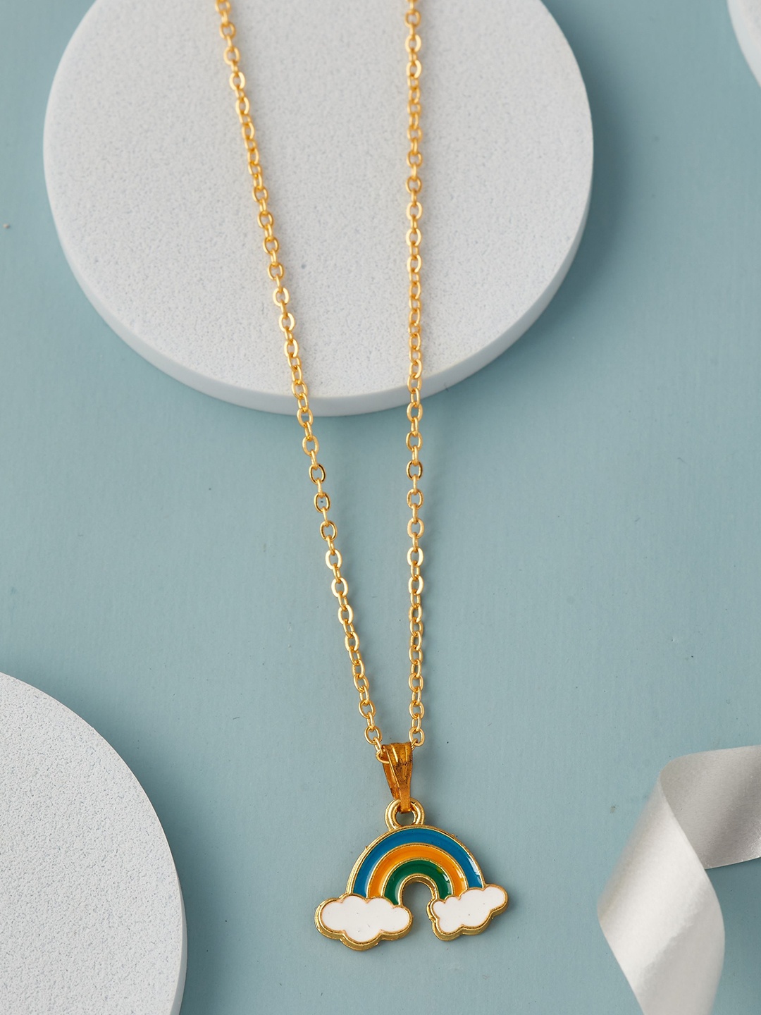 DressBerry Gold-Plated Rainbow with Clouds Shaped Enamelled Pendant with Chain, Multi
DressBerry Gold-Plated Rainbow with Clouds Shaped Enamelled Pendant with Chain, Multi
