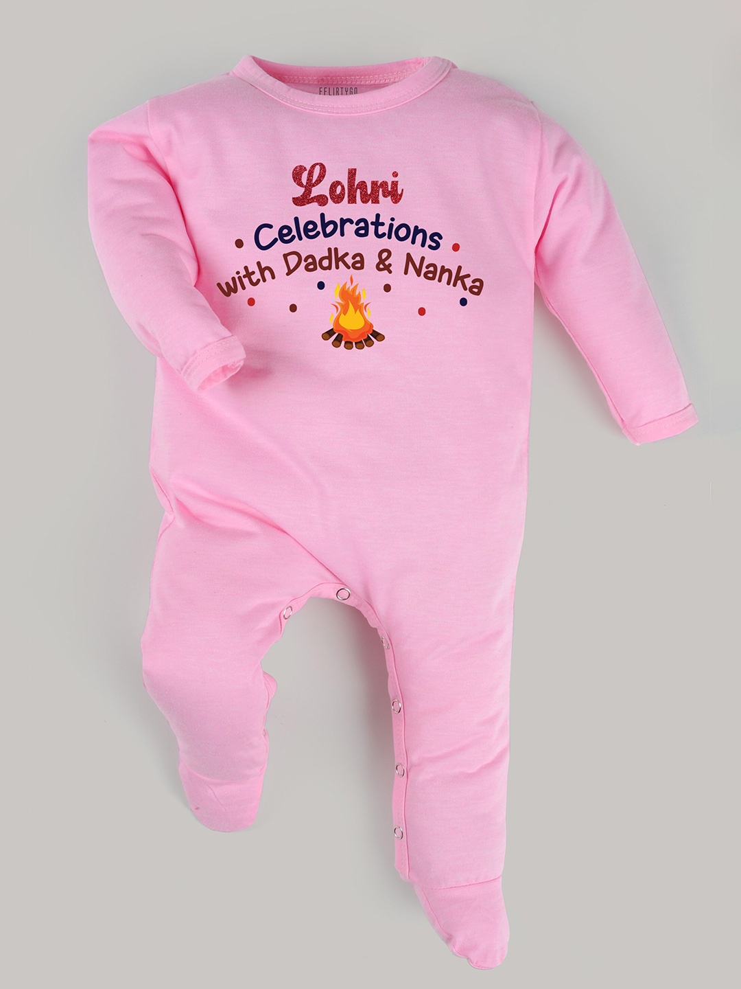FFLIRTYGO Infants Celebrations With Dadka & Nanka Printed Pure Cotton Sleepsuit, Pink
FFLIRTYGO Infants Celebrations With Dadka & Nanka Printed Pure Cotton Sleepsuit, Pink