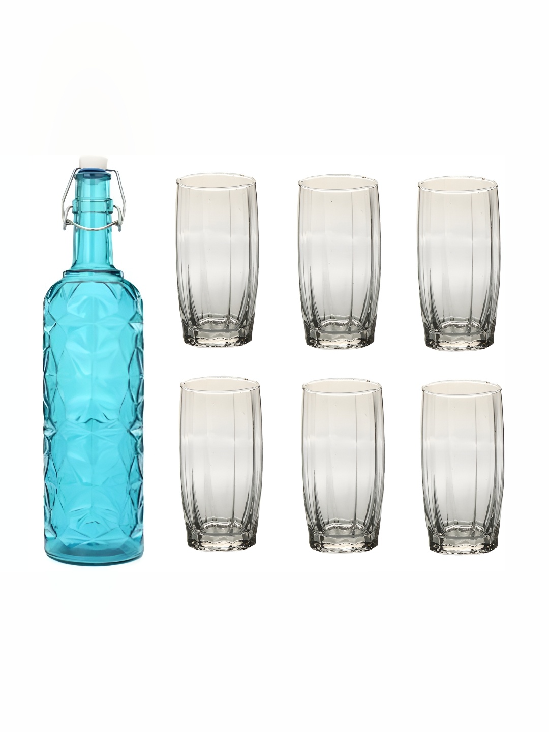 Afast Blue & Transparent 7 Pieces Glass Water or Juice Glass With Water Bottle Set 1 Ltr
Afast Blue & Transparent 7 Pieces Glass Water or Juice Glass With Water Bottle Set 1 Ltr