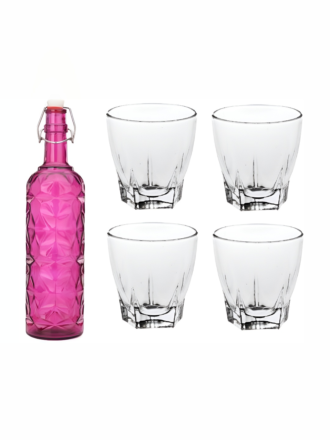 Afast Pink & Transparent 5 Pieces Glass Water or Juice Glass With Water Bottle Set 1 Ltr
Afast Pink & Transparent 5 Pieces Glass Water or Juice Glass With Water Bottle Set 1 Ltr