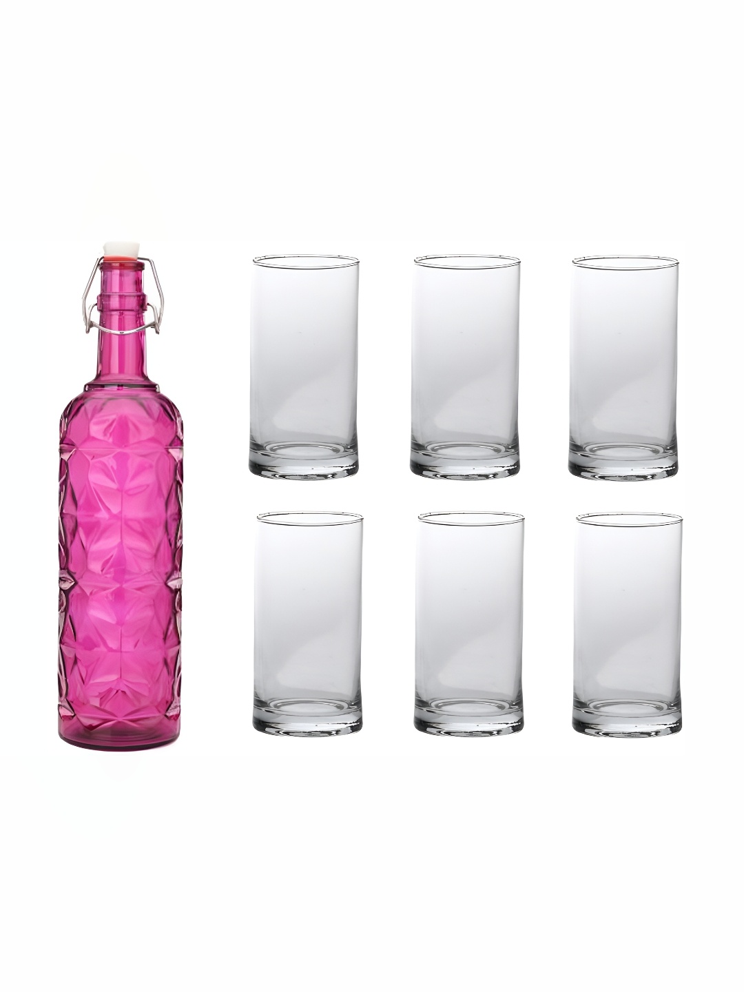 Afast Pink & Transparent 7 Pieces Glass Water or Juice Glass With Water Bottle Set 1 Ltr
Afast Pink & Transparent 7 Pieces Glass Water or Juice Glass With Water Bottle Set 1 Ltr