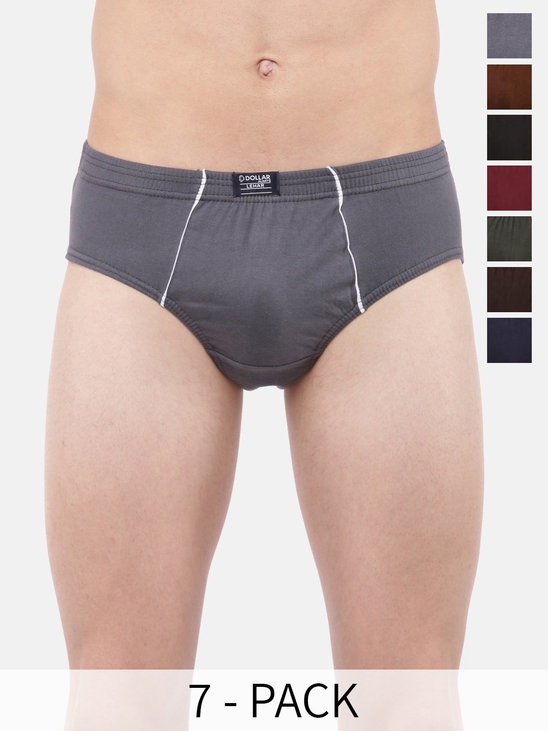 Dollar Lehar Men Assorted Pack Of 7 Super Combed Cotton Brief Basic Briefs MLHBR-01-PO7, Grey
Dollar Lehar Men Assorted Pack Of 7 Super Combed Cotton Brief Basic Briefs MLHBR-01-PO7, Grey