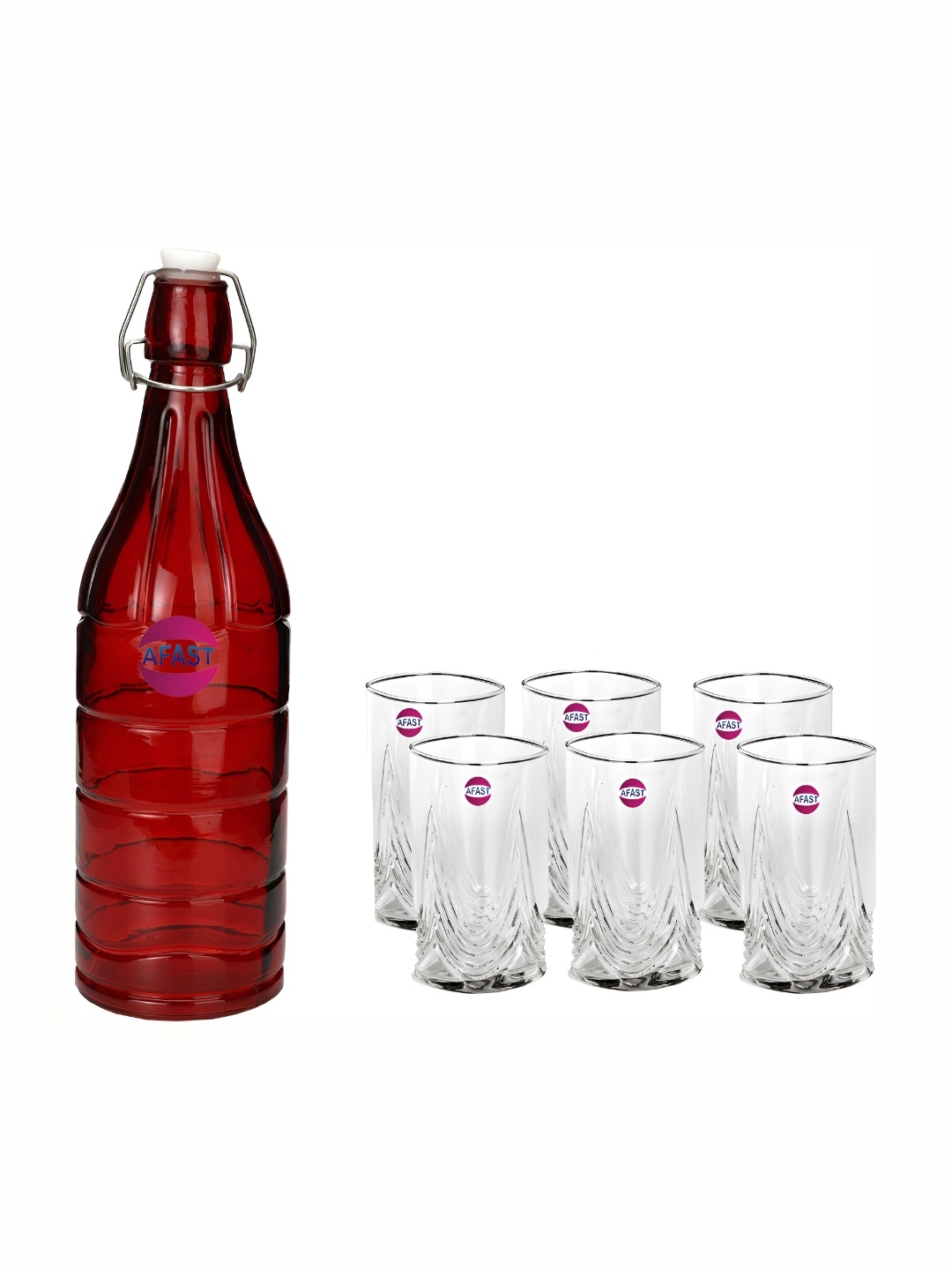 Afast Red & Transparent 7 Pieces Glass Water or Juice Glass With Water Bottle Set 300 ml
Afast Red & Transparent 7 Pieces Glass Water or Juice Glass With Water Bottle Set 300 ml