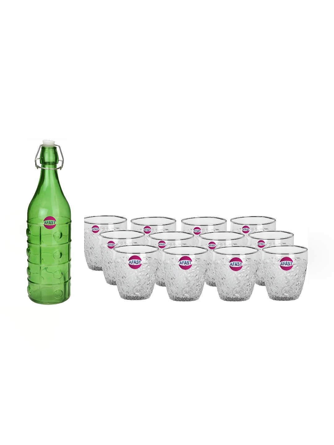Afast Green & Transparent 13 Pieces Textured Water or Juice Glasses With Water Bottle, Blue
Afast Green & Transparent 13 Pieces Textured Water or Juice Glasses With Water Bottle, Blue