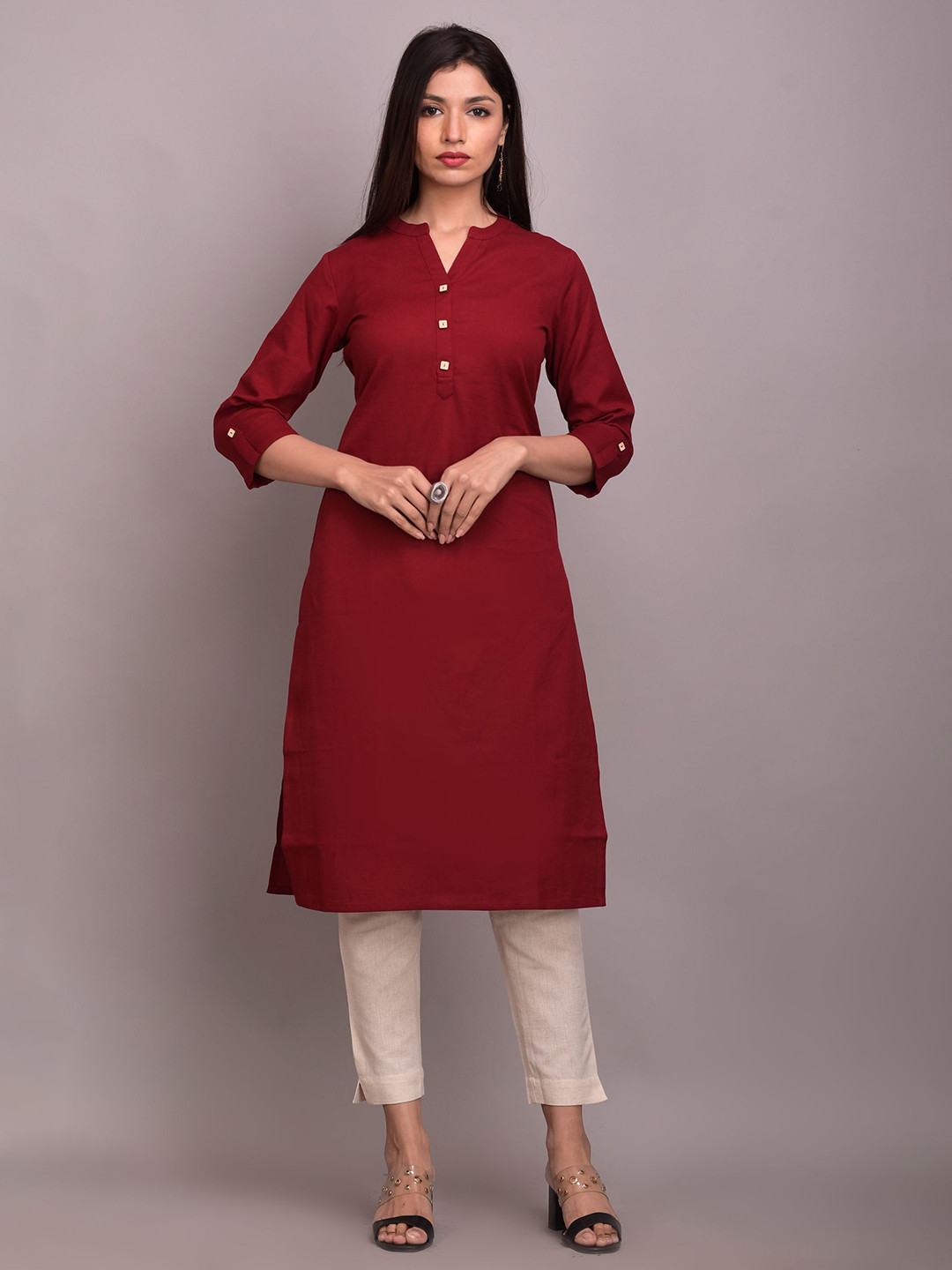 MAIYEE Mandarin Collar Straight Kurta, Red
MAIYEE Mandarin Collar Straight Kurta, Red