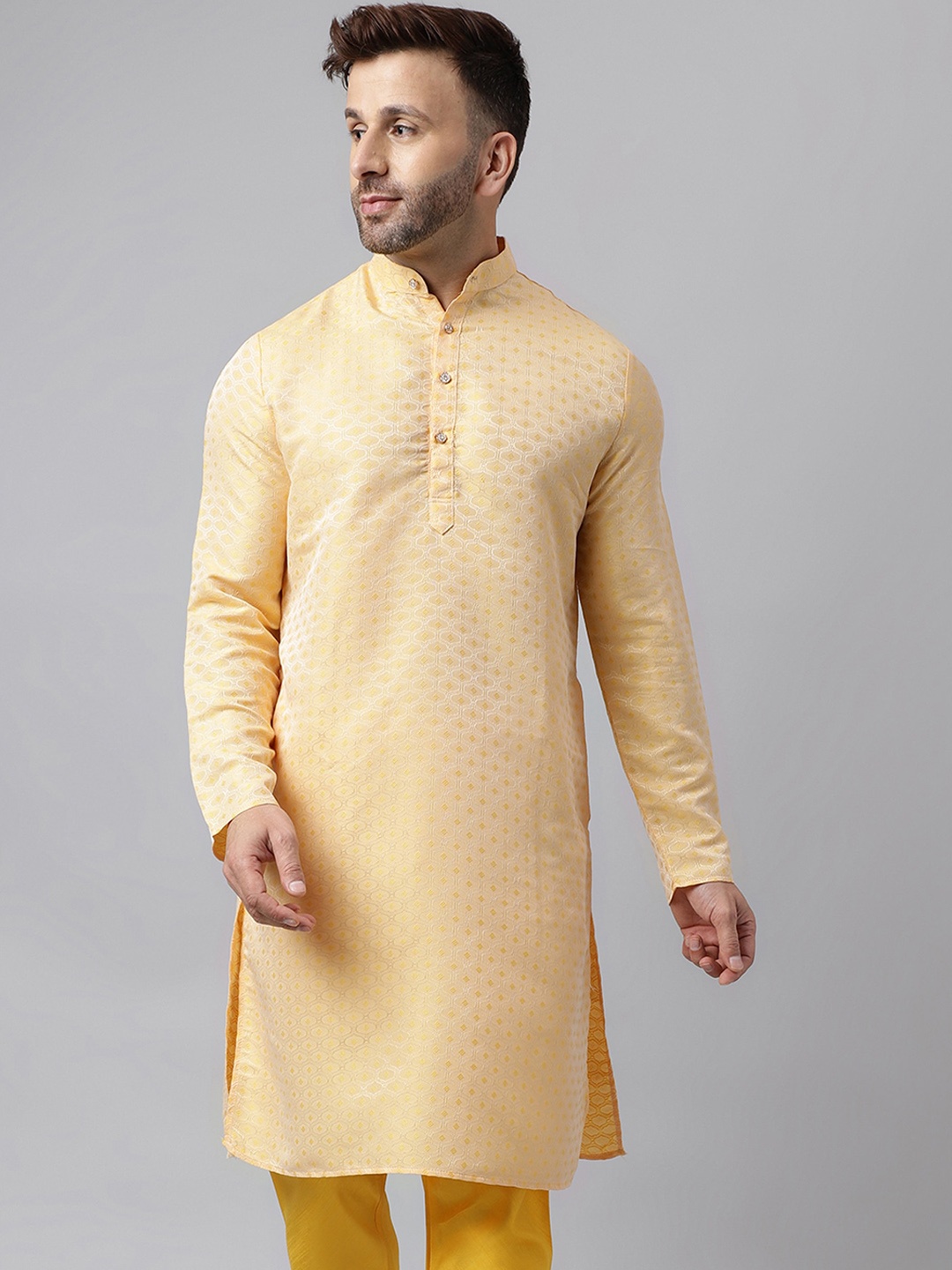 hangup plus Abstract Woven Design Mandarin Collar Long Sleeves Straight Kurta, Yellow
hangup plus Abstract Woven Design Mandarin Collar Long Sleeves Straight Kurta, Yellow