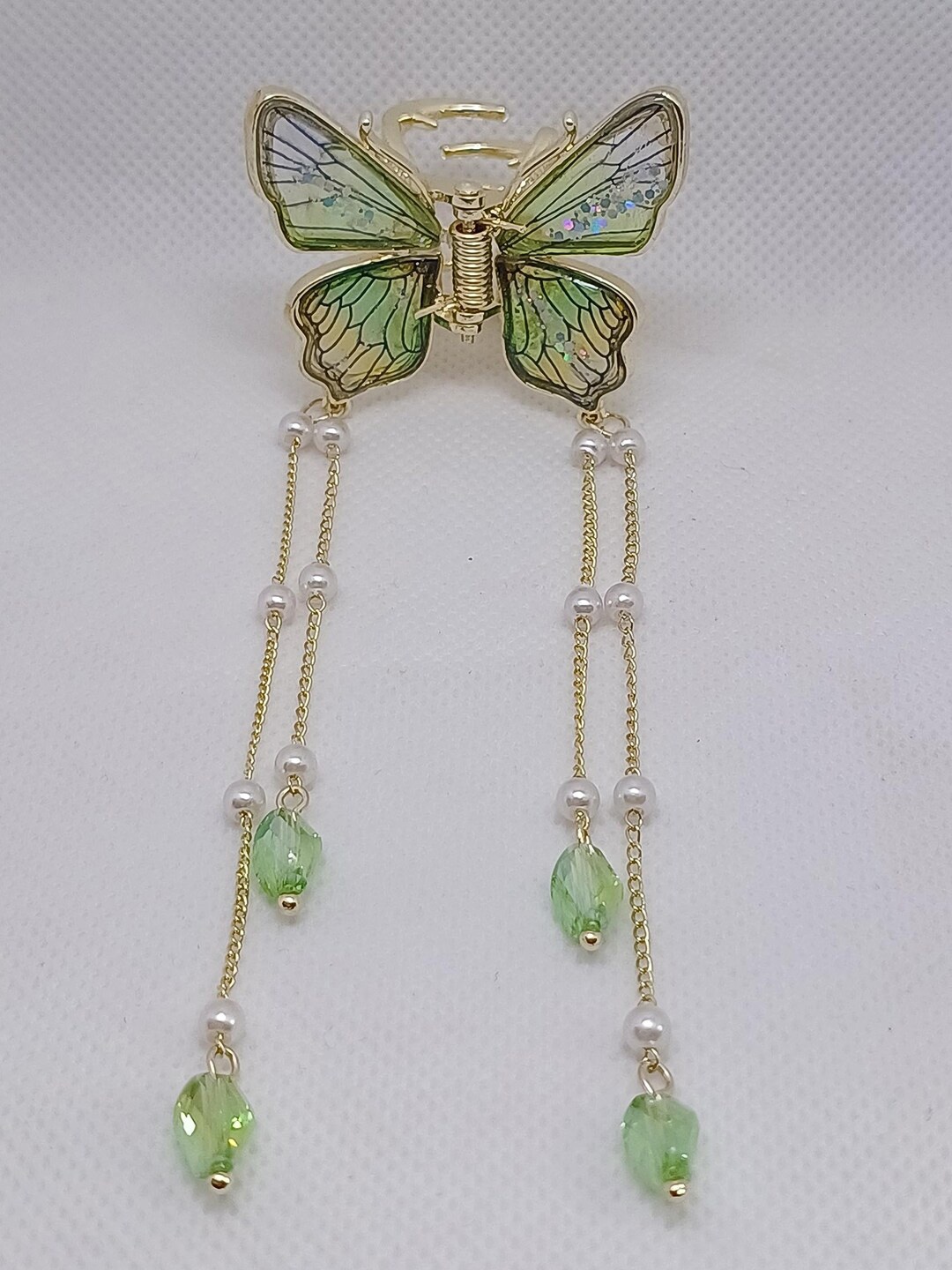 Krelin Butterfly & Tassel Claw Clip, Green