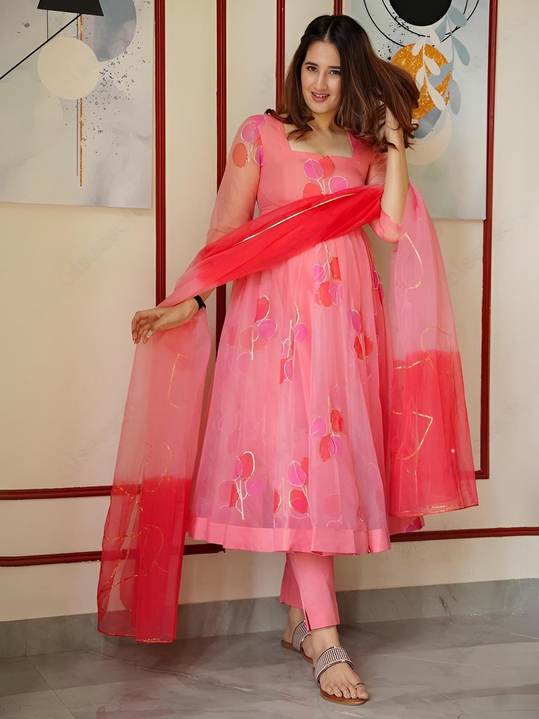 White World Floral Printed Square Neck Pleated Anarkali Kurta With Trousers & Dupatta, Pink
White World Floral Printed Square Neck Pleated Anarkali Kurta With Trousers & Dupatta, Pink