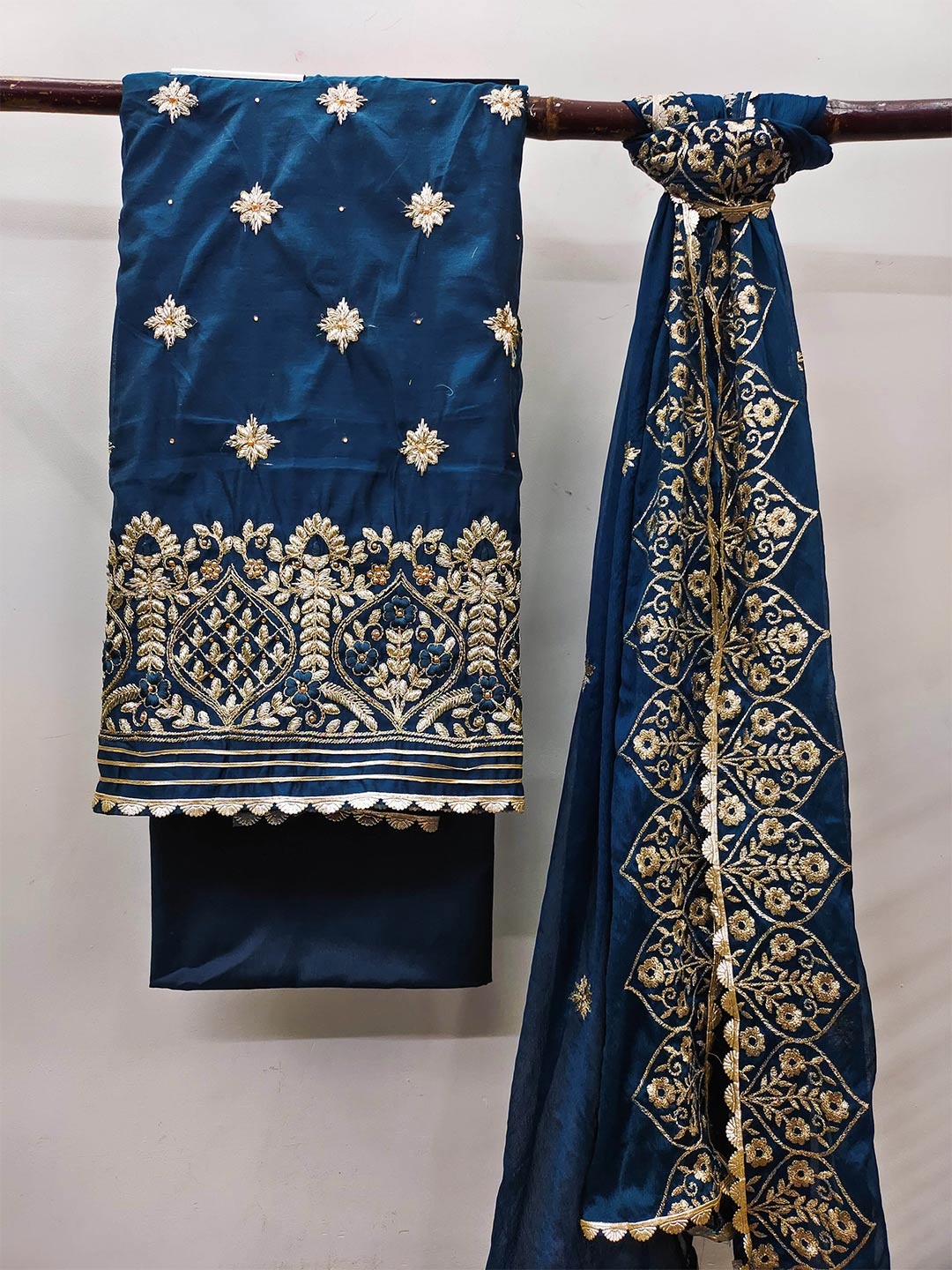MANVAA Ethnic Motifs Embroidered Modal Chanderi Unstitched Dress Material, Navy blue
MANVAA Ethnic Motifs Embroidered Modal Chanderi Unstitched Dress Material, Navy blue