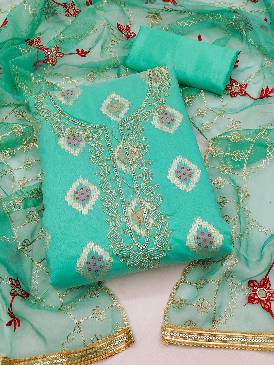MANVAA Ethnic Motifs Banarasi Jacquard Woven Design Unstitched Dress Material, Sea green
MANVAA Ethnic Motifs Banarasi Jacquard Woven Design Unstitched Dress Material, Sea green